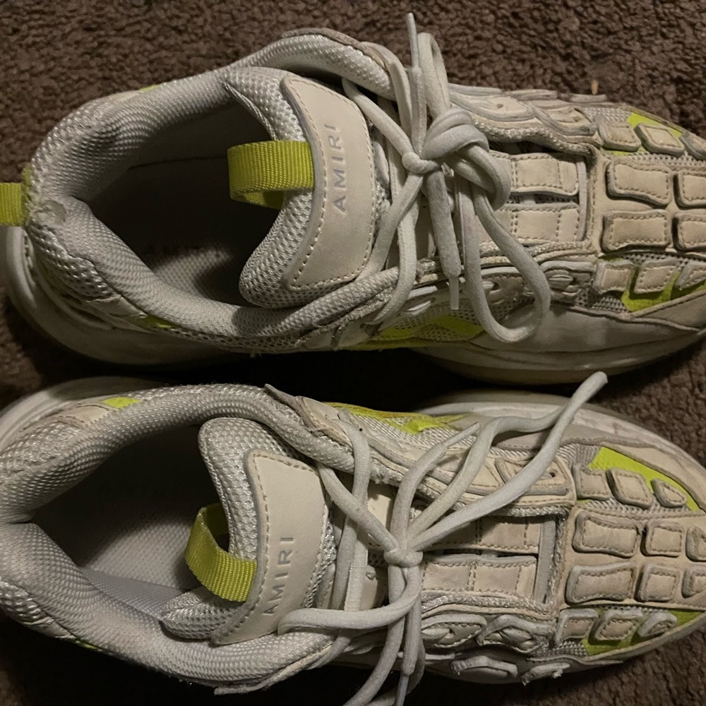 AMIRI Kids White and Lime Sneakers